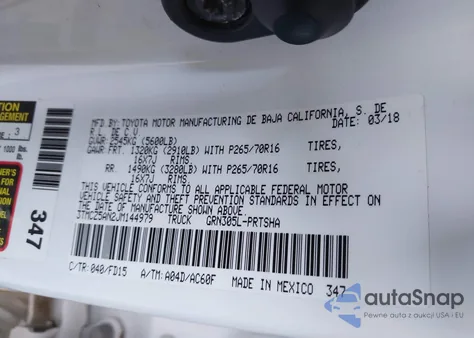 2018 Toyota Tacoma Trd Off Road из США, поврежденный, VIN 3TMCZ5AN2JM144979